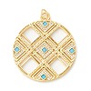 Rack Plating Brass Micro Pave Clear & Cyan Cubic Zirconia Pendants KK-D073-14G-1