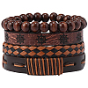 4Pcs 4 Styles PU Imitation Leather Braided Bracelets Sets BJEW-CL0001-13B-1