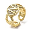Brass Micro Pave Clear Cubic Zirconia Open Cuff Rings for Women RJEW-K289-02G-N-4