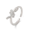 Brass Micro Pave Clear Cubic Zirconia Open Cuff Rings RJEW-G336-01P-4