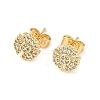 Flower Brass Micro Pave Clear Cubic Zirconia Stud Earrings EJEW-Z144-03G-4
