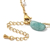 Nuggets Natural Amazonite & Imitation Pearl Multi-Strand Anklets BJEW-P326-04B-G-3
