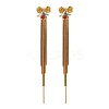 Brass Bowknot Tassel Stud Earrings EJEW-R014-14G-4