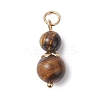 3Pcs 3 Styles Synthetic Citrine & Natural Topaz Jade & Yellow Jade Round Beaded Pendants PALLOY-JF04701-03-3