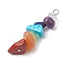 6Pcs Mixed Gemstone Chip Beaded Pendants Set PALLOY-JF02769-01-4