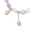 Natural Aquamarine & Rose Quartz & Amethyst Round Beaded Bracelets BJEW-JB11933-03-3
