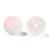 Frosted Baking Paint Crackle Glass Beads with Glitter Powder DGLA-T004-8mm-01F-2