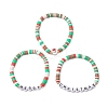 3Pcs 3 Styles Handmade Polymer Clay Beaded Stretch Bracelet Sets BJEW-JB10806-1