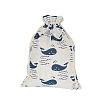 Printed Cotton Imitation Burlap Packing Pouches Drawstring Bags PW-WG7B662-18-1