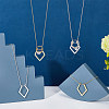 4pcs 2 colors Zinc Alloy Rhombus Pendant Necklace with Steel Cable Chains NJEW-FG0001-04-4