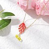 3Pcs 3 Colors Handmade Glass Seed Beaded Leaf Shape Pendants Brass Cable Chain Necklaces for Women NJEW-MZ00127-4