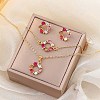 Ring Alloy Rhinestone Pendant Necklaces & Braceleta & Stud Earrings Sets WG4EA96-03-3