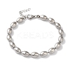 Non-Tarnish 304 Stainless Steel Rice Beaded Bracelets for Women BJEW-B092-06P-1