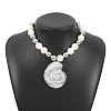 Shell Shape Alloy Pendant Plastic Imitation Pearl & CCB Plastic Round Beaded Necklaces for Women FS-WG1A62A-02-1