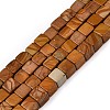 Natural Wood Lace Stone Wooden Jasper Beads Strands G-T139-6x6-03B-4