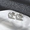 304 Stainless Steel Micro Pave Clear Cubic Zirconia Stud Earrings STAS-Z107-01P-04-2