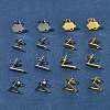 16Pcs 8 Styles 201 Stainless Steel Stud Earring Findings with Hole EJEW-FS0001-21-9