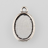 Tibetan Style Antique Silver Alloy Flat Oval Pendant Cabochon Settings TIBEP-M022-35AS-1