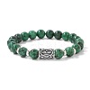 Alloy Nordic Viking Runes 8MM Natural Fuchsite Round Beaded Stretch Bracelets KW3210-19-1