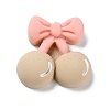 Cartoon Opaque Resin Cherry with Bowknot Cabochons RESI-Q218-01D-1