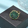 Square Natural Turquoise Finger Rings RJEW-R009-01G-04-2