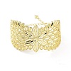 Rack Plating Brass Vintage Court Hollowed-out Flower Design Cuff Bangles for Women BJEW-D032-07G-2