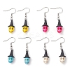 4 Pairs Dyed Synthetic Turquoise Pendants Earrings EJEW-TA00422-1