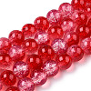 Transparent Crackle Baking Paint Glass Beads X1-DGLA-T003-01C-08-1