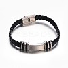 Jewelry Black Color PU Leather Cord Bracelets BJEW-G467-14-1