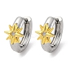 Brass Micro Pave Clear Cubic Zirconia Hoop Earrings EJEW-H158-19A-GP-4