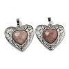 Natural Strawberry Quartz Peach Love Heart Pendants G-G158-01S-1