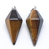 Natural Tiger Eye Pointed Pendants KK-E757-F-11P-1