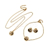 Yin-yang 304 Stainless Steel Rhinestone Pendant Necklaces & Bracelets & Stud Earrings Sets for Women SJEW-C004-17G-4