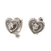 Heart Brass Micro Pave Clear Cubic Zirconia Hoop Earrings EJEW-Z121-05P-4