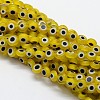 Handmade Evil Eye Lampwork Flat Round Bead Strands LAMP-L058-6mm-01-1