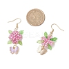 304 Stainless Steel Flower with Butterfly Dangle Earrings EJEW-MZ00455-05-3