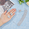 Crystal Rhinestone Teardrop Dangle Stud Earrings & Chain Bracelet & Rhombus Adjustable Ring SJEW-FI0001-19-3