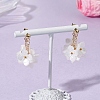 Flower Brass Resin Dangle Stud Earrings EJEW-TA00778-03-1