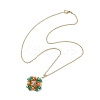 3Pcs 3 Colors Glass Seed Beaded Clover Pendant 304 Stainless Steel Cable Chain Necklaces for Women NJEW-MZ00128-6