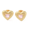 Rack Plating Brass with Cubic Zirconia Stud Earrings for Women EJEW-G394-05G-05-2