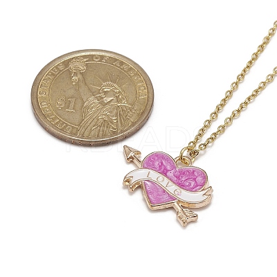 5Pcs 5 Color One Arrow Through the Heart Alloy Enamel Pendant Necklaces Set NJEW-JN04320-1