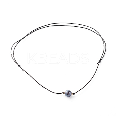 Pearl Luster Plated Round Faceted Natural Agate Pendant Necklace NJEW-JN03657-03-1