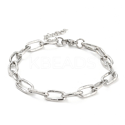 Tarnish Resistant 304 Stainless Steel Paperclip Chain Bracelets BJEW-M308-01P-1
