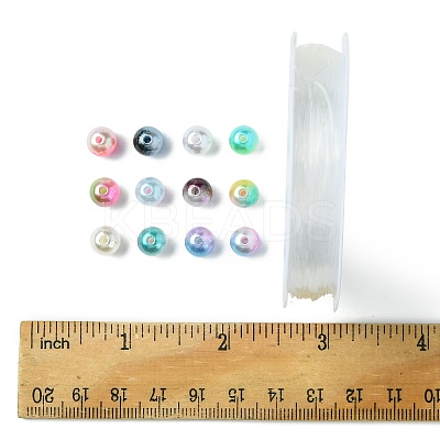 DIY Round Rainbow ABS Plastic Imitation Pearl Beads Bracelet Making Kits DIY-FS0007-71-1