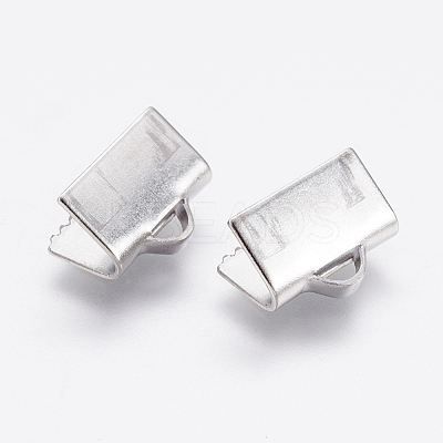Tarnish Resistant 304 Stainless Steel Ribbon Crimp Ends X-STAS-P168-03P-1