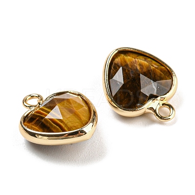 Natural Tiger Eye Faceted Heart Charms G-Q006-07G-08-1
