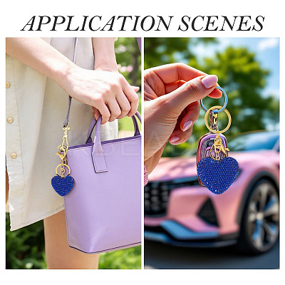 Handmade Polymer Clay Rhinestone Heart Keychains KEYC-TAC00068-02-1