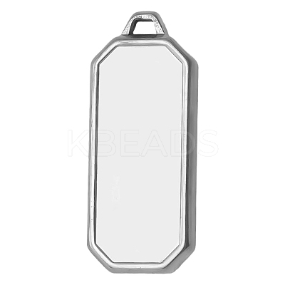 304 Stainless Steel Rectangle Pendant Cabochon Settings PW-WGC3B04-01-1