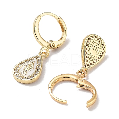 Real 18K Gold Plated Brass Dangle Leverback Earrings EJEW-L269-003G-03-1