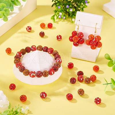 100Pcs 5 Colors Pave Disco Ball Beads RB-TA0001-25-1